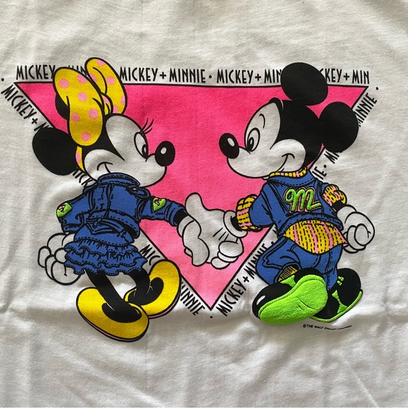 80s MINNIE & MICKEY SINGLE STITCH T-SHIRT - Picture 2 of 6